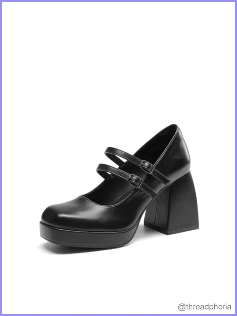 Platform Mary Jane Chunky Heels Square Toe Double Strap Y2K Women's